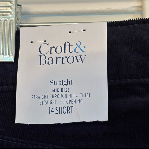 NWT Croft & Barrow Navy Blue Corduroy Pants Mid Rise Straight Leg Size 14 Short - Picture 4 of 7
